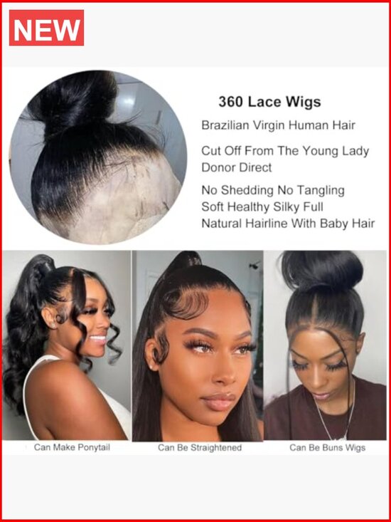 360 Lace Front Wig Human Hair Pre Plucked Transparent Lace Full Head Wig with main image 4